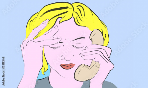 Lichtenstein style perplexed lady on telephone