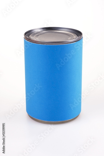 Close up of a blue tin can