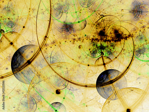 Obraz na plátně Digitally rendered abstract grunge fractal galaxy image.