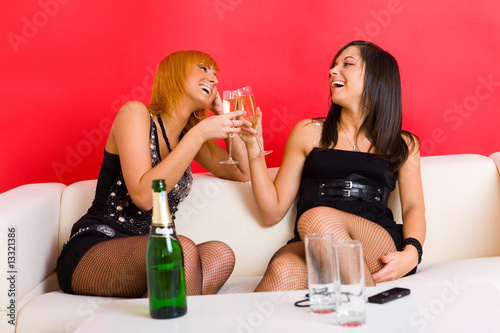 Girls raising toast photo