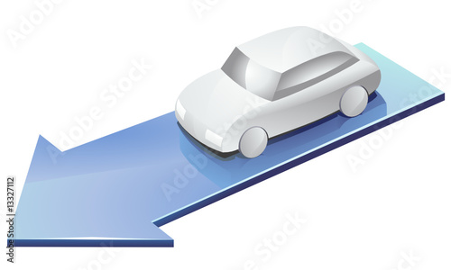 Voiture blanche en avant (reflet)