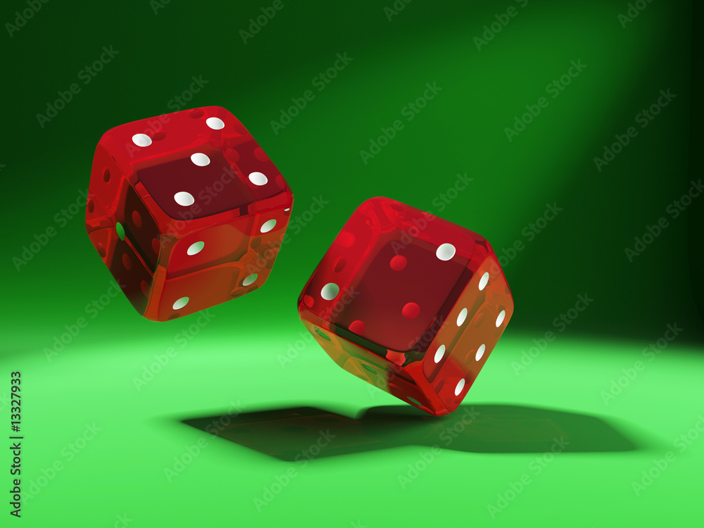 red dices on green background red dices on green background