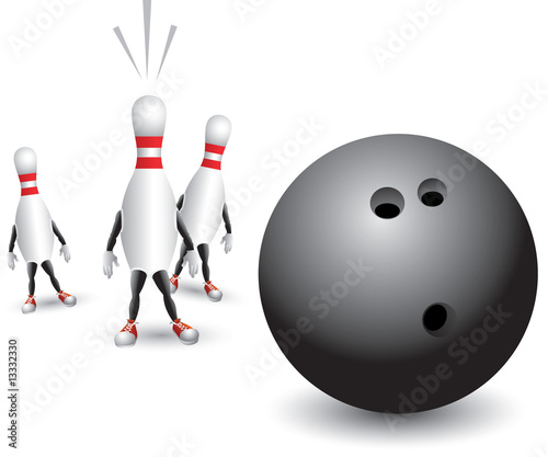 Bowling ball aiming at pins