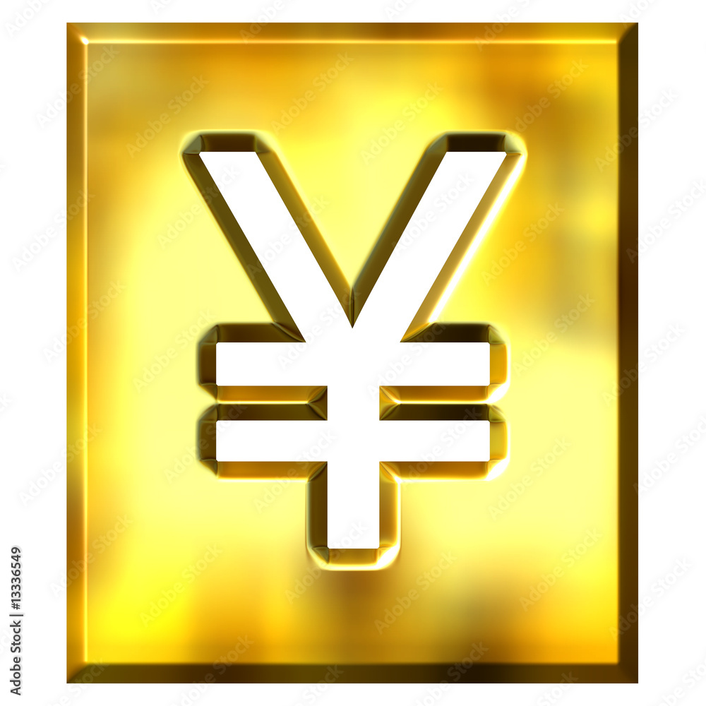 Fototapeta premium 3D Golden Framed Yen Sign