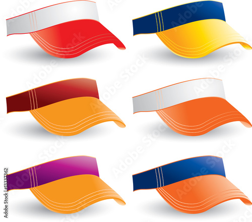 Multiple colored collegiate visors