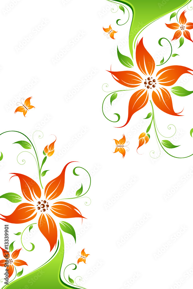 Obraz premium Abstract vector flower background with butterfly
