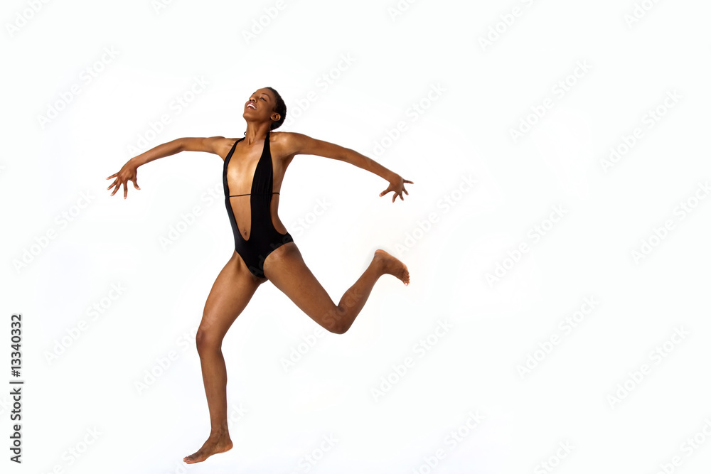 African American woman in swimsuit