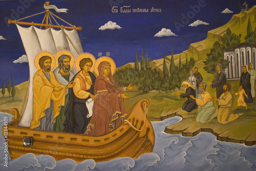 Icon paintings in monastery interior