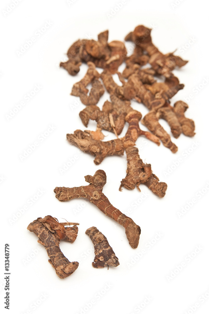 Ginseng isolated on a white studio background.