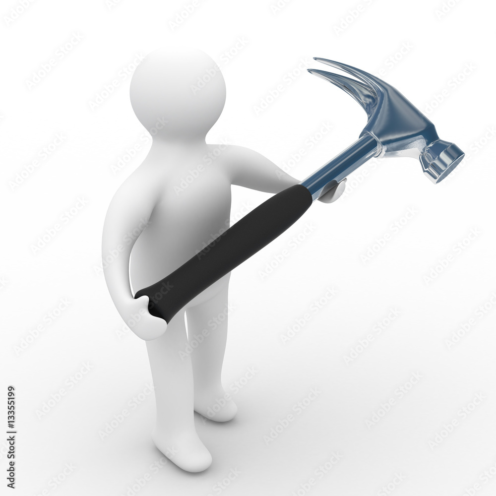 repairman with the tool on a white background. 3D image repairman with the tool on a white background. 3D image
