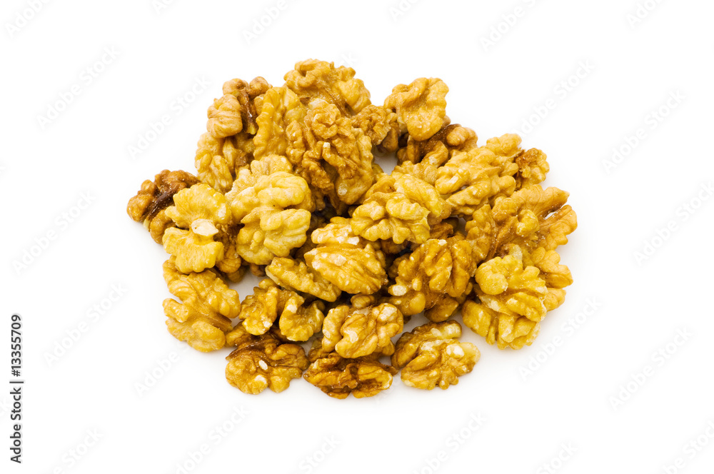 Fresh walnut nuts isolated on the white Fresh walnut nuts isolated on the white