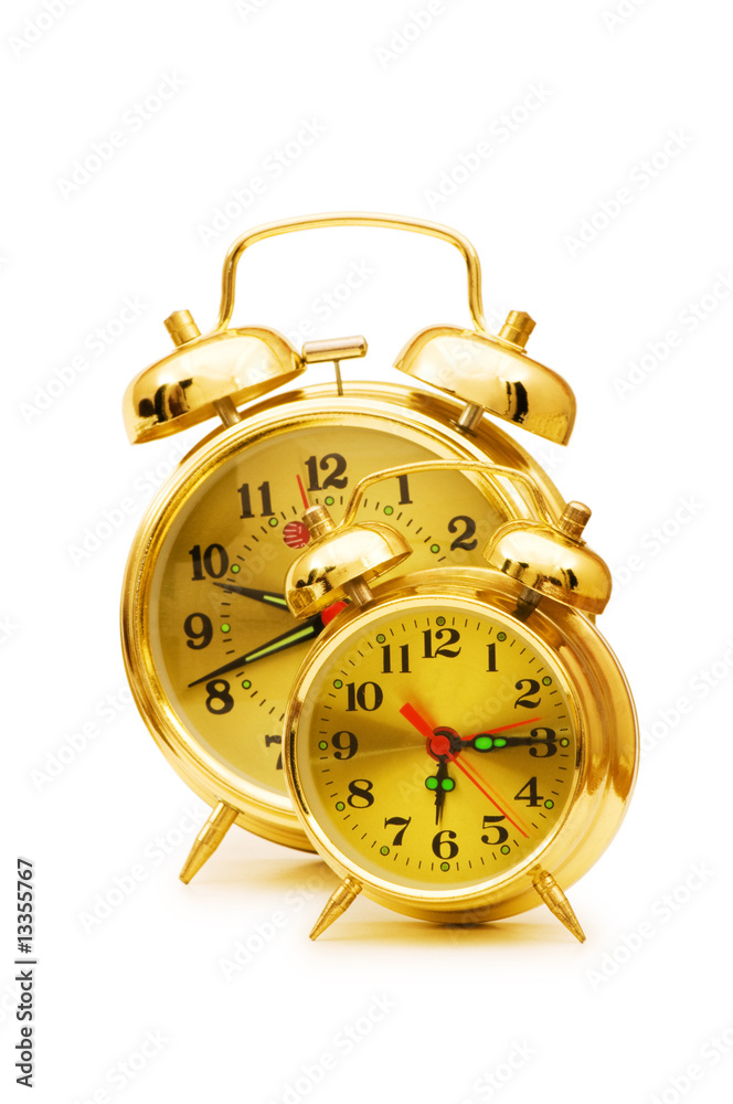 Shiny clock isolated on the white background Shiny clock isolated on the white background