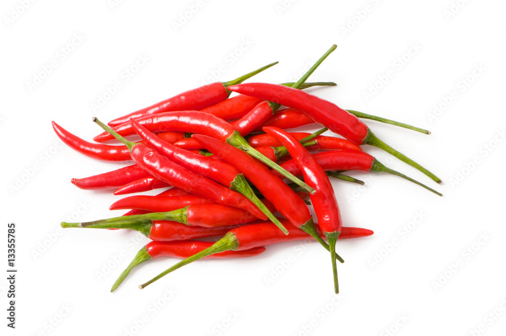 Red chili peppers isolated on the white