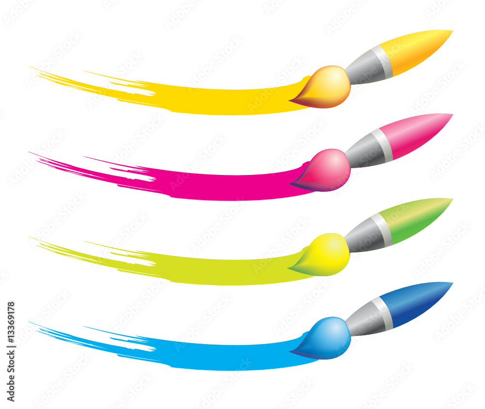 Different colours brushes for design