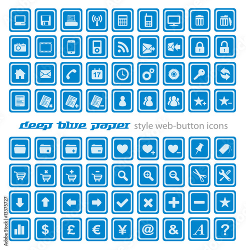 Web Button Icon Set - Paper Dark Blue