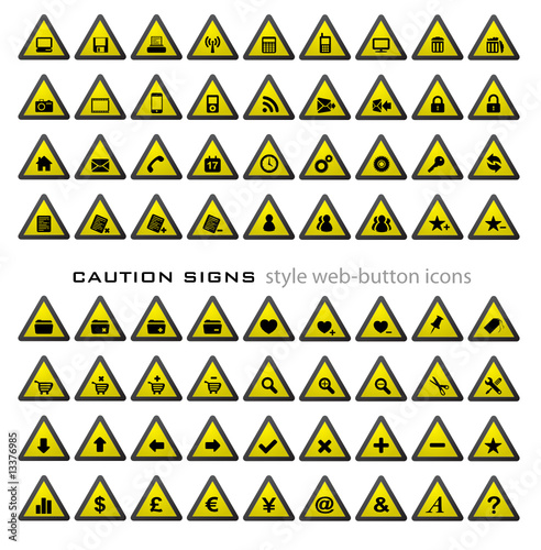 Web Button Icon Set - Caution Signs