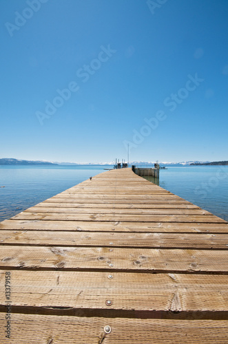 Fototapeta Naklejka Na Ścianę i Meble -  Pier at Lake Tahoe vacation resort in California