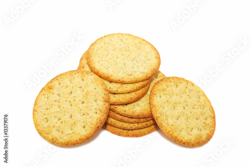 Salted crackers iolated on the white.