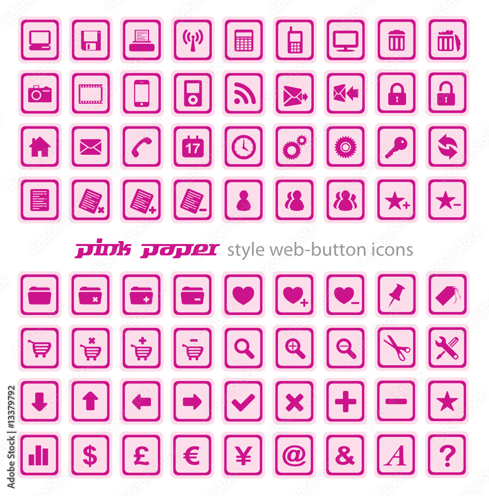 Web Button Icon Set - Pink Web Button Icon Set - Pink
