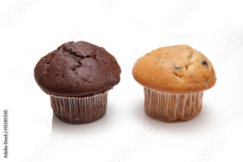 Muffins isolated on a white studio background.