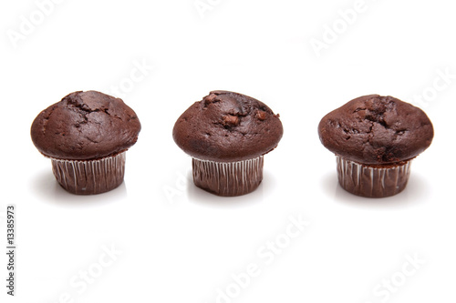 Muffins isolated on a white studio background.
