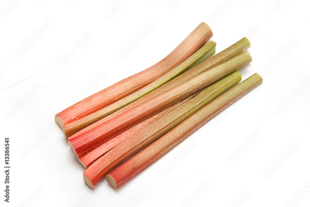 Rhubarb isolated on a white studio background. Rhubarb isolated on a white studio background.