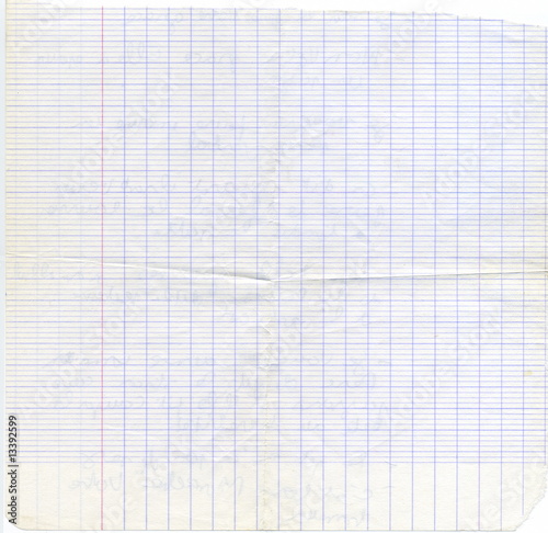feuille de cahier d'écolier déchirée.