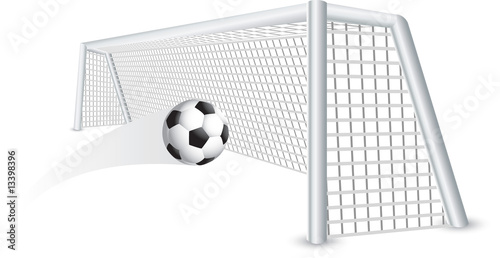 Isolated soccer goal and ball