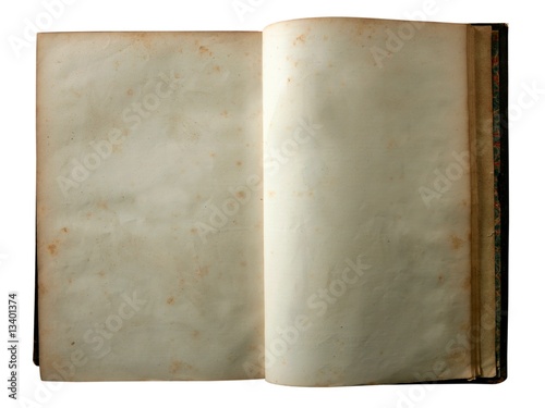 Aged old open blank copy space book