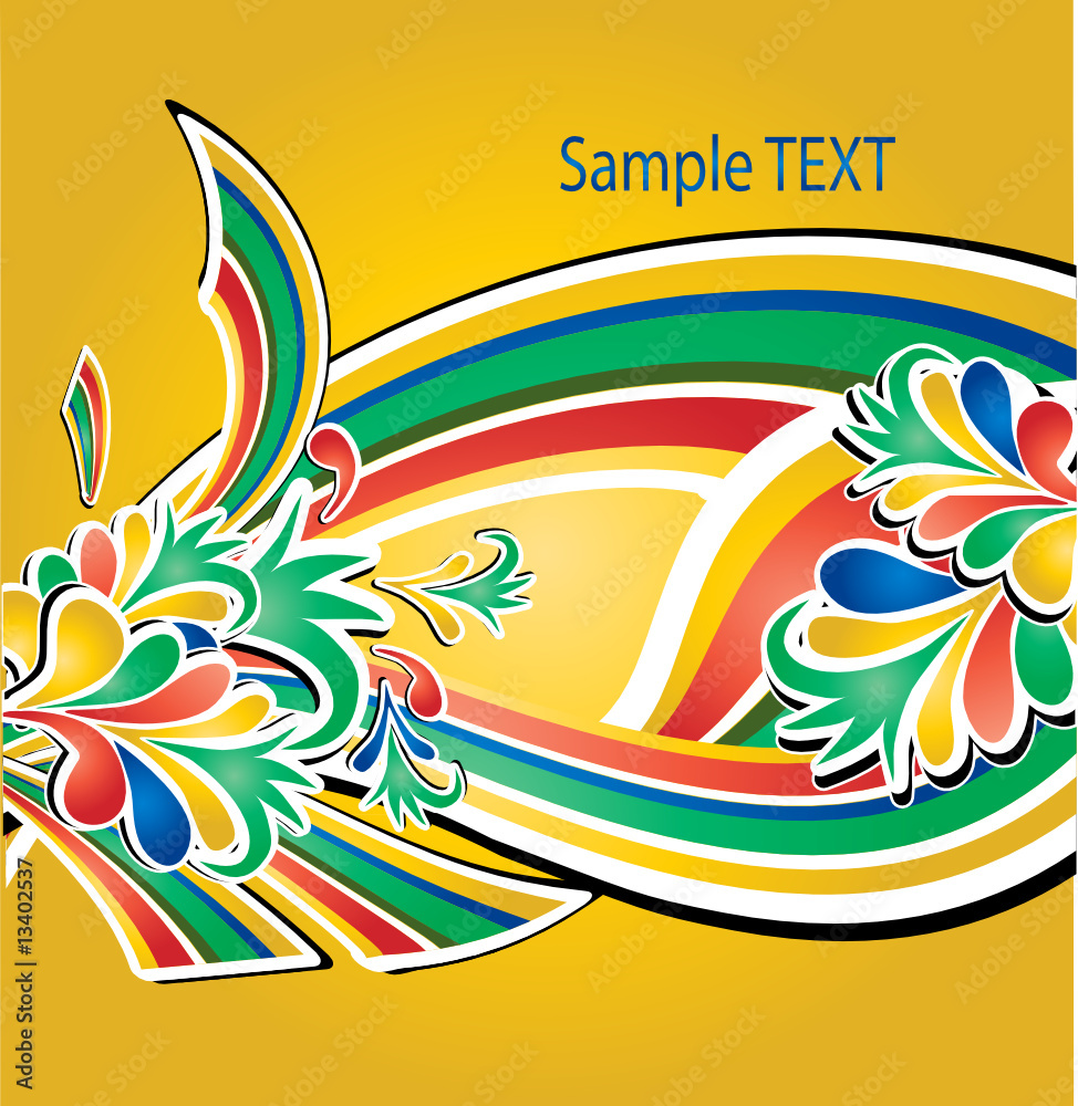 background with rainbow and floral ornament background with rainbow and floral ornament