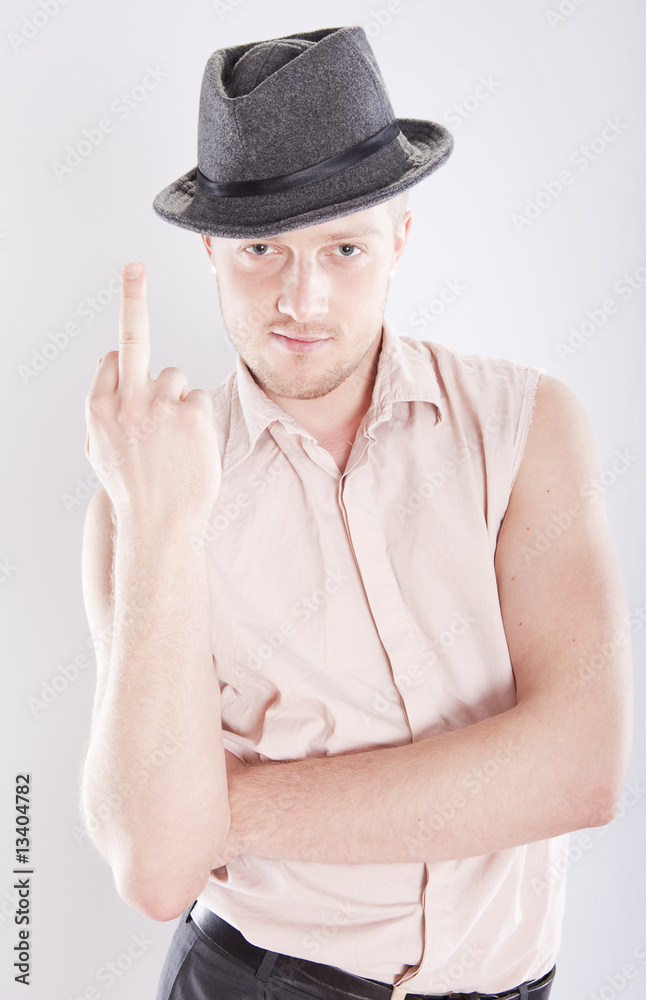 man in hat and shirt