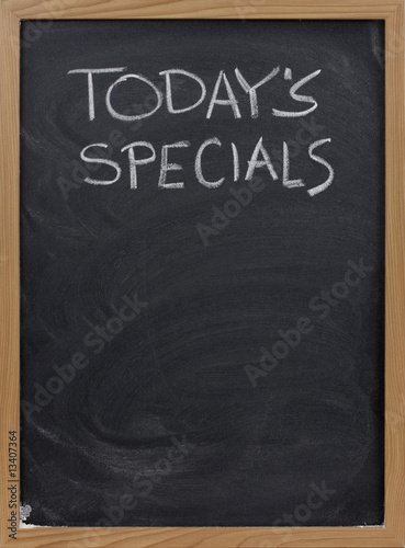 Fototapeta todays specials on blackboard in vertical
