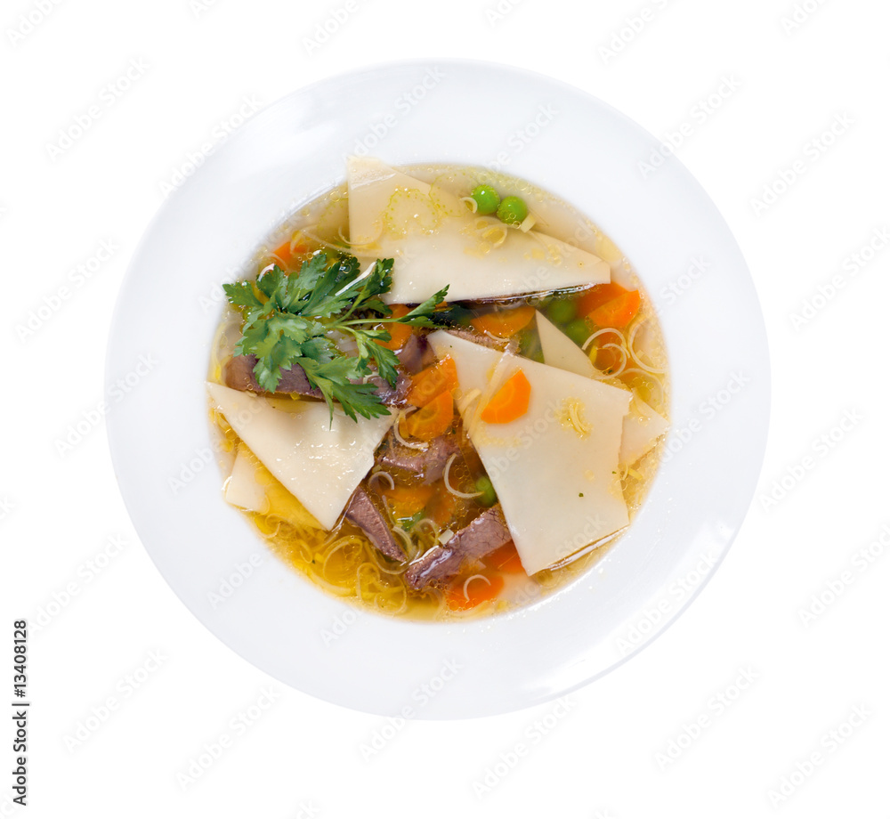 Italian kitchen.soup with beef with cheese Italian kitchen.soup with beef with cheese