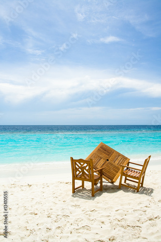 Free table for two on the beach with ocean view © SergeyAK