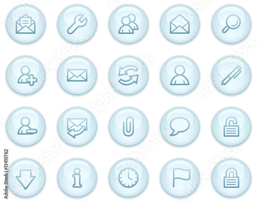 E-mail web icons, light blue circle buttons series