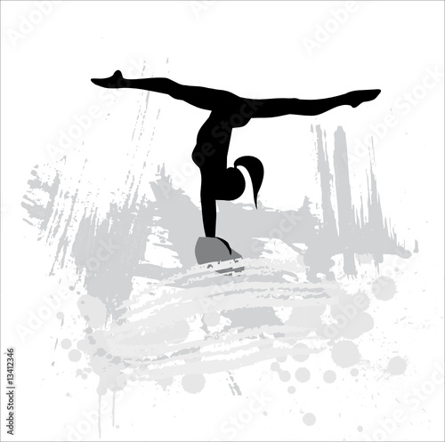 Silhouette of the sportswoman on abstract background.