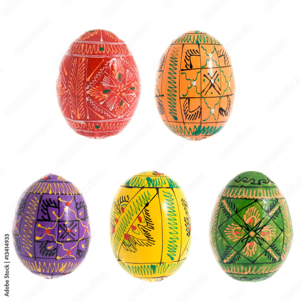 Fototapeta premium various color easter eggs isolated on white