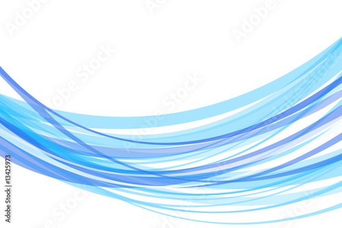 Blue Curved Stripes Isolated on White