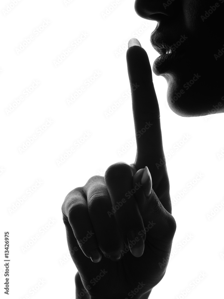 © Igor - Finger over mouth gesture requesting silence. © Igor - Finger over mouth gesture requesting silence.