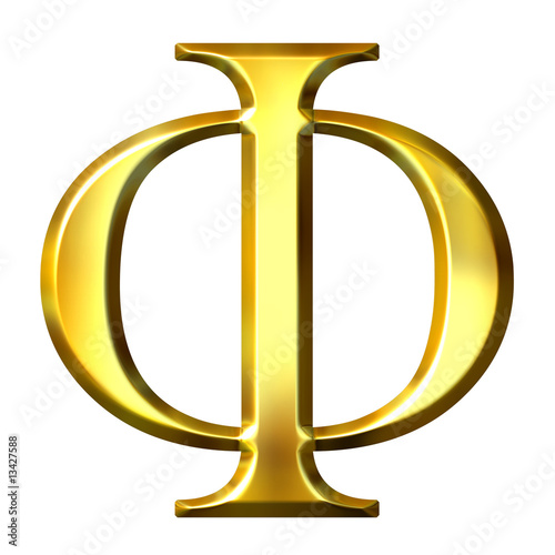 3D Golden Greek Letter Phi фототапет