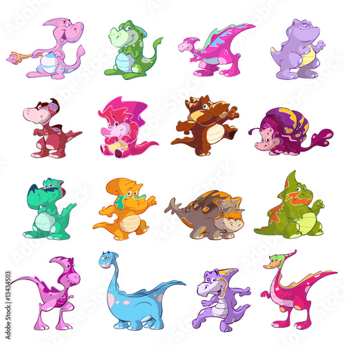 collection of cute cartoon dinosaurs