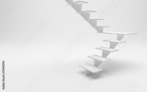 Isolated white stairs to success