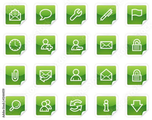 E-mail web icons, green sticker series