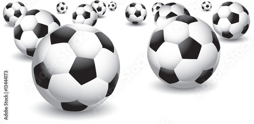 Scattered soccer balls