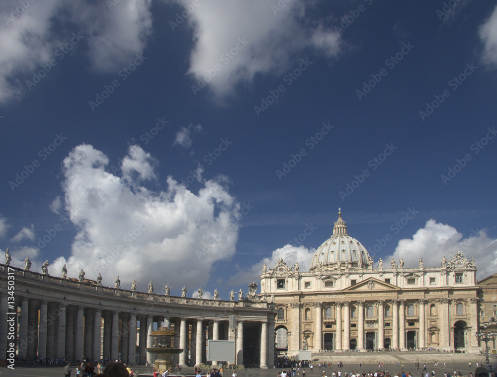 St. Peter's basilica with colonade and fountain
