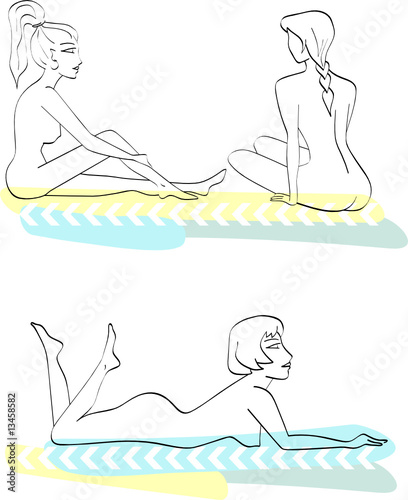 girls in the sauna, vector illustration