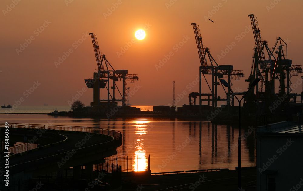 Dawn in trading port