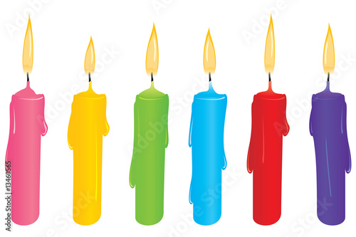 Colourful candles, isolated and easy to use