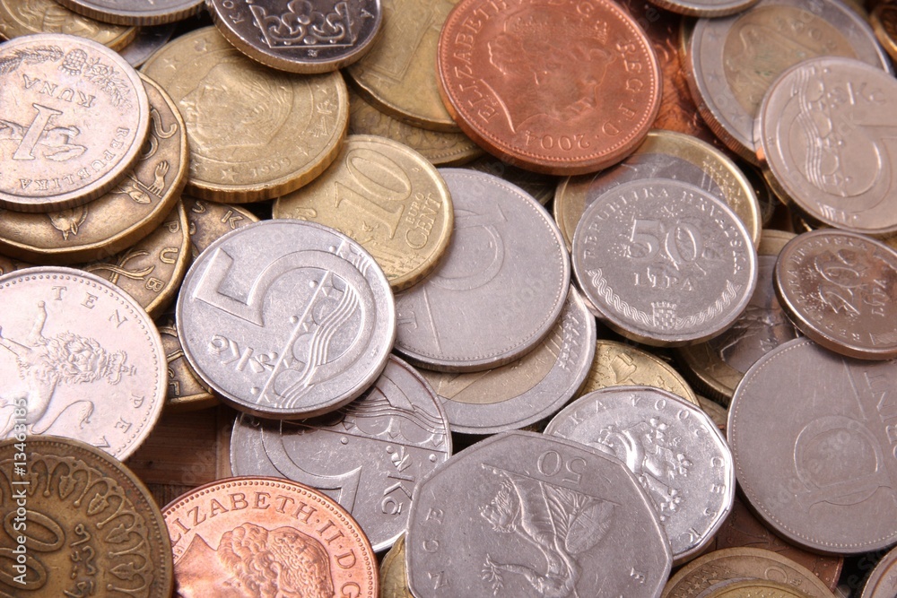 Coins of different countries, as financial background Coins of different countries, as financial background