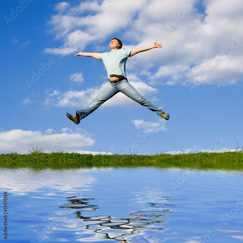 happy man is jumping